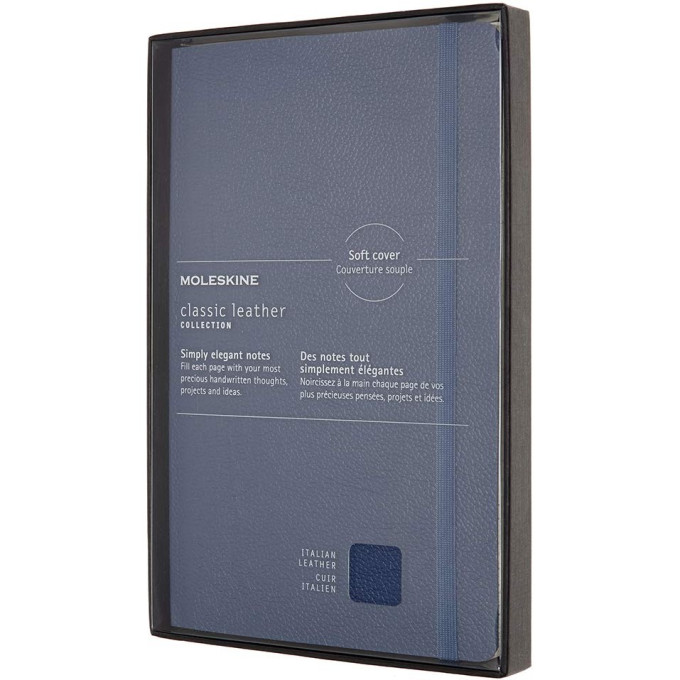 Блокнот MOLESKINE LIMITED EDITION LEATHER LARGE, линейка, синий LCLH31SB41BOX